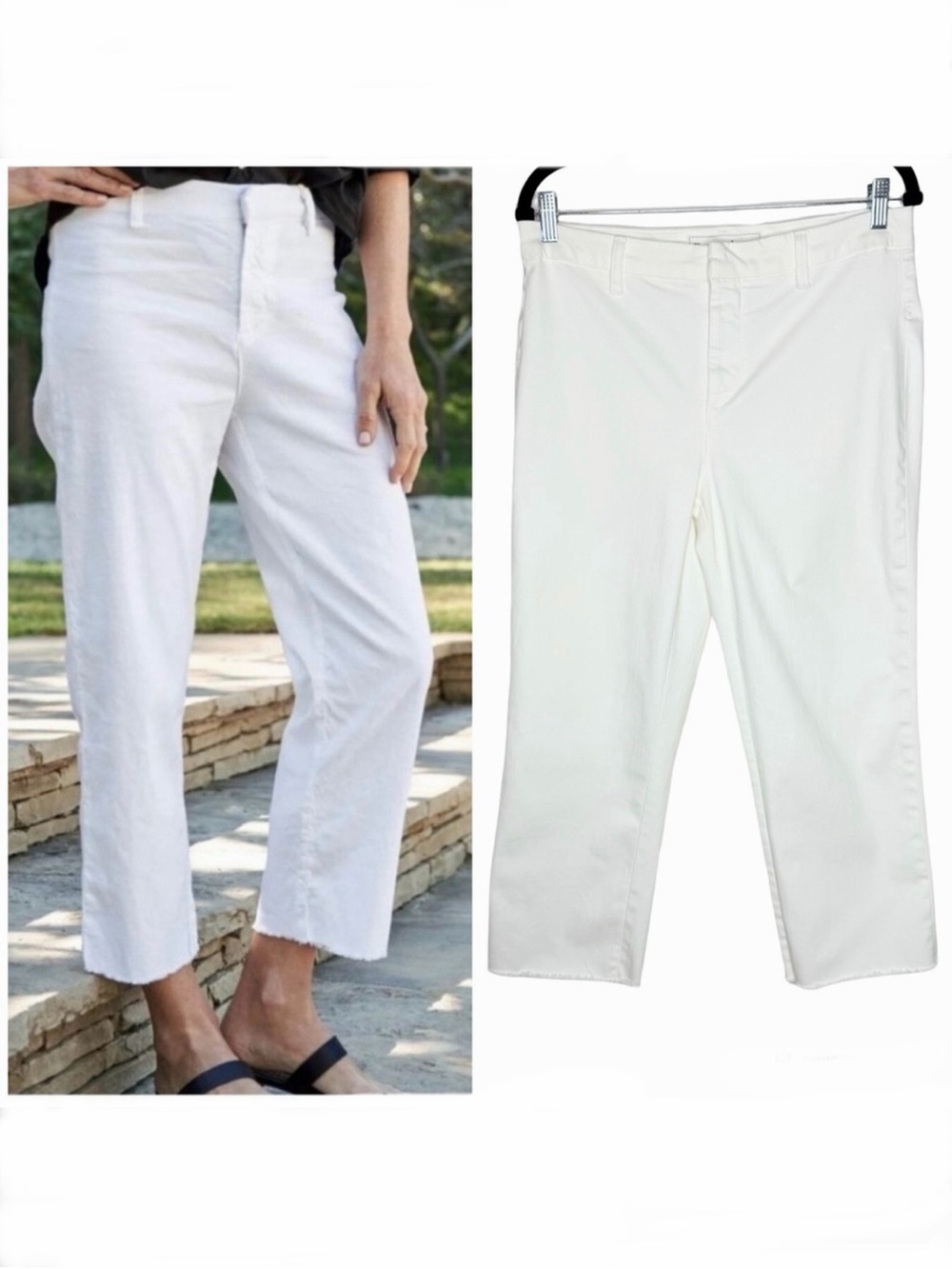 Frank & Eileen Kinsale Jean Size 10 White High Waist Cropped Made in USA Neutral